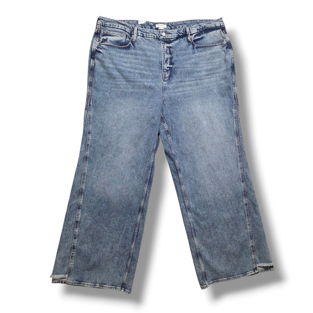 Good American Good Skate Jeans Womens 28 High Rise Loose Leg Step Insert Outseam
